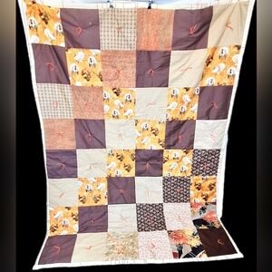 BRAND NEW ​Hand-Sewn Autumn Thanksgiving Turkey Patchwork Tie Quilt - 48" x 60"